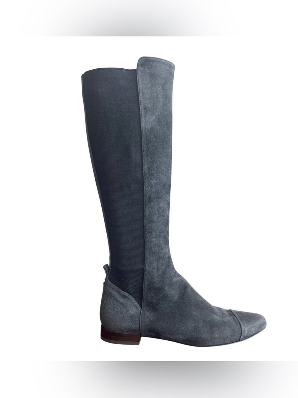 Tory Burch Grey Suede Cap Toe Stretch Back Riding Boots 8.5